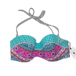 Shade & Shore Bikini Top Multicolored Bikini Swimsuit Top Size 34D NEW